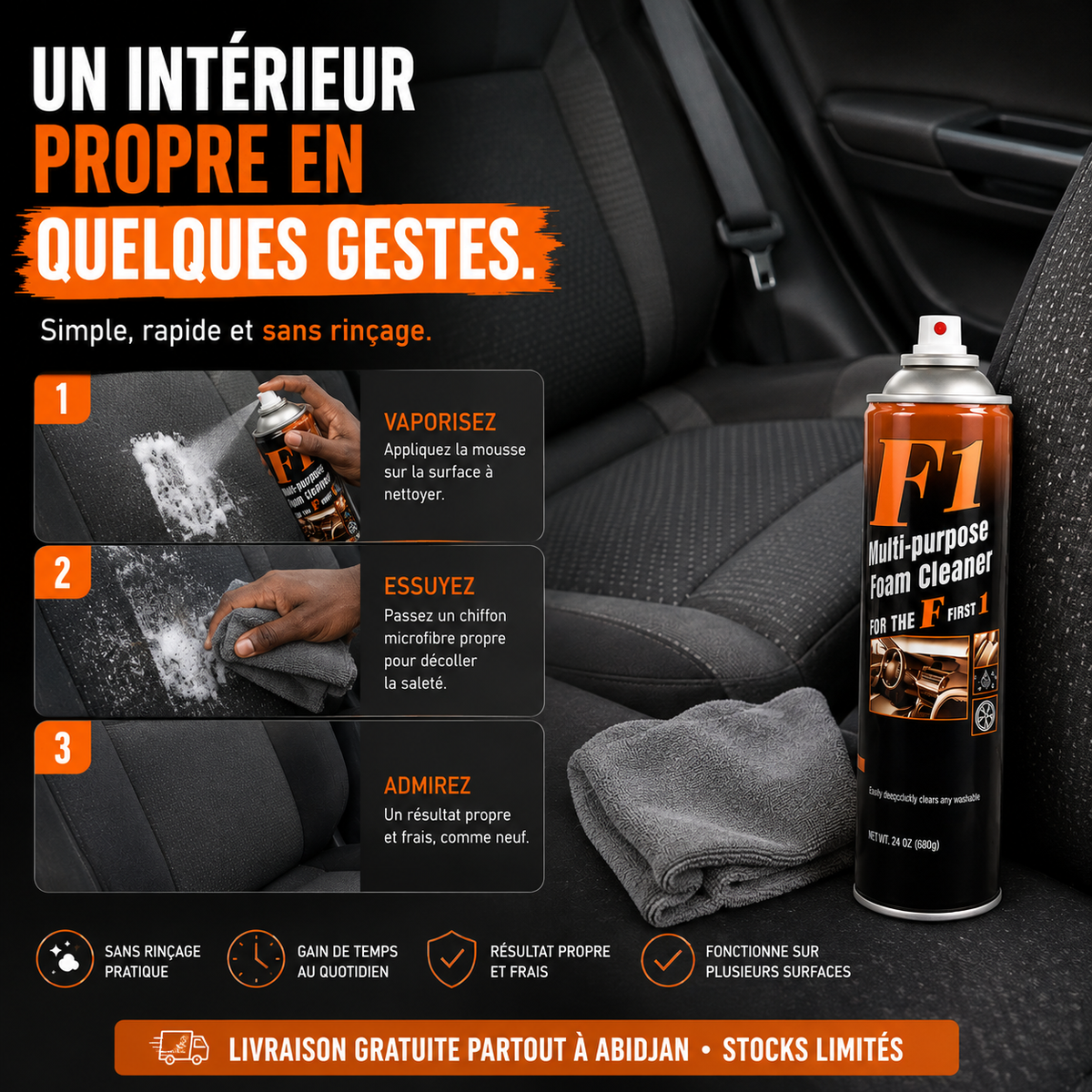 CleanExpress — Mousse Nettoyante Multi-Surfaces Sans Rinçage